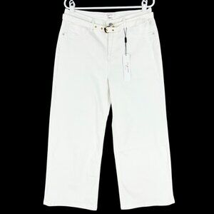 Vigoss Women's Stretch High Rise Straight Leg Belted Ivory Jeans‎ Size 13/31 NWT